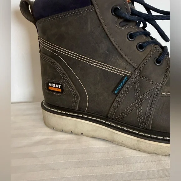 Ariat Rebar Wedge Moc Toe Waterproof Leather Work Boots Women’s Size 8B - Picture 10 of 12